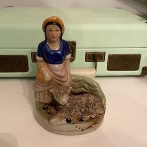 Staffordshire reproduction lady with a lamb